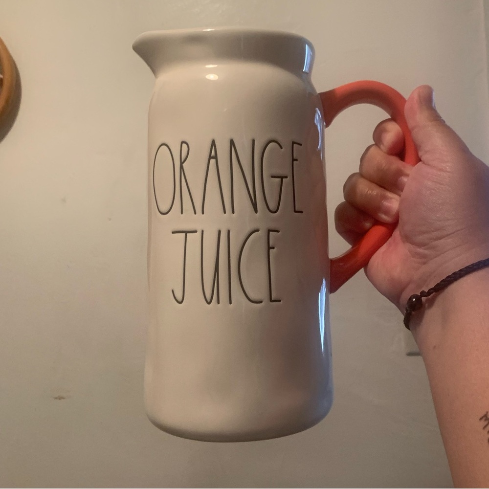 Rae Dunn ceramic orange juice pitcher
